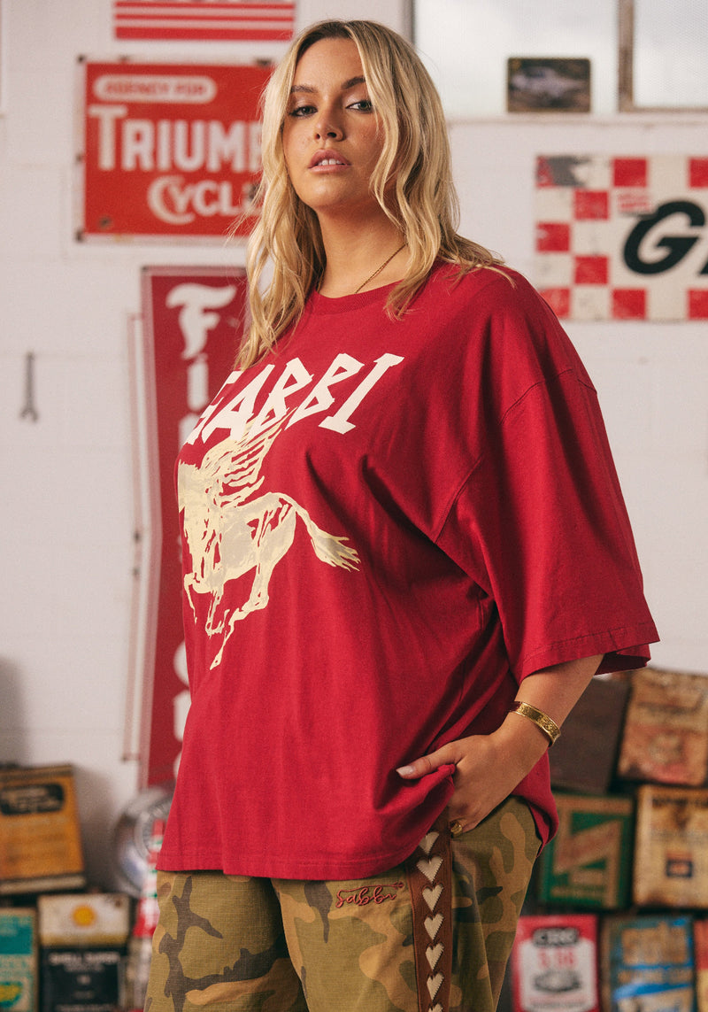 RHINESTONE TEE CRIMSON