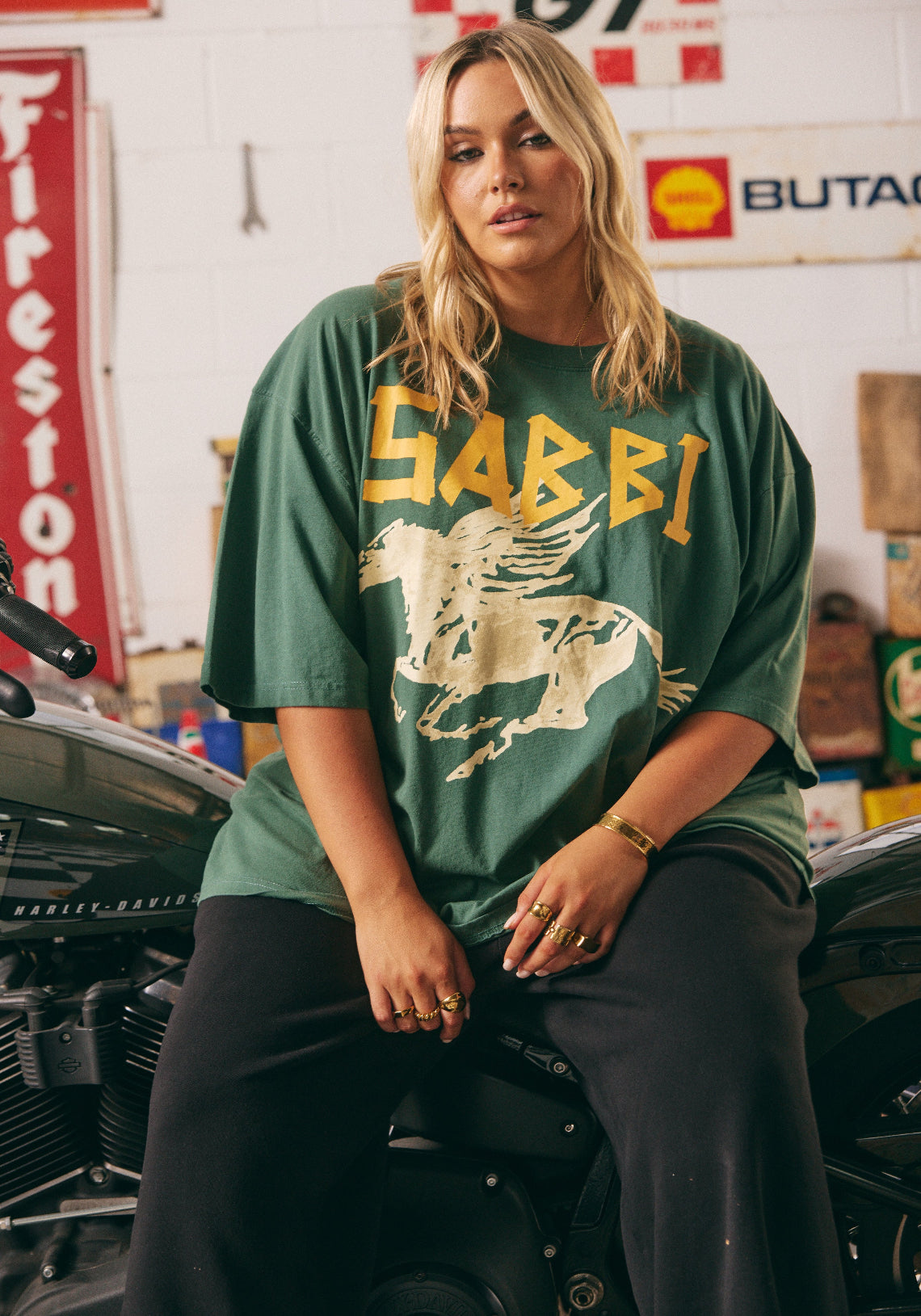 Rhinestone Tee Khaki