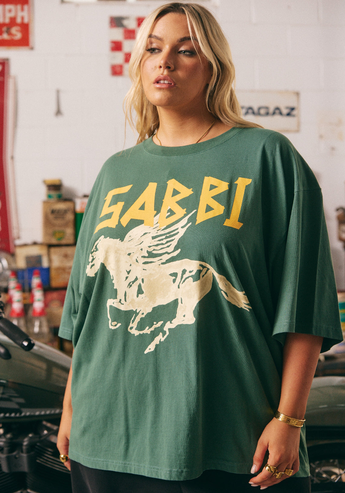 Rhinestone Tee Khaki