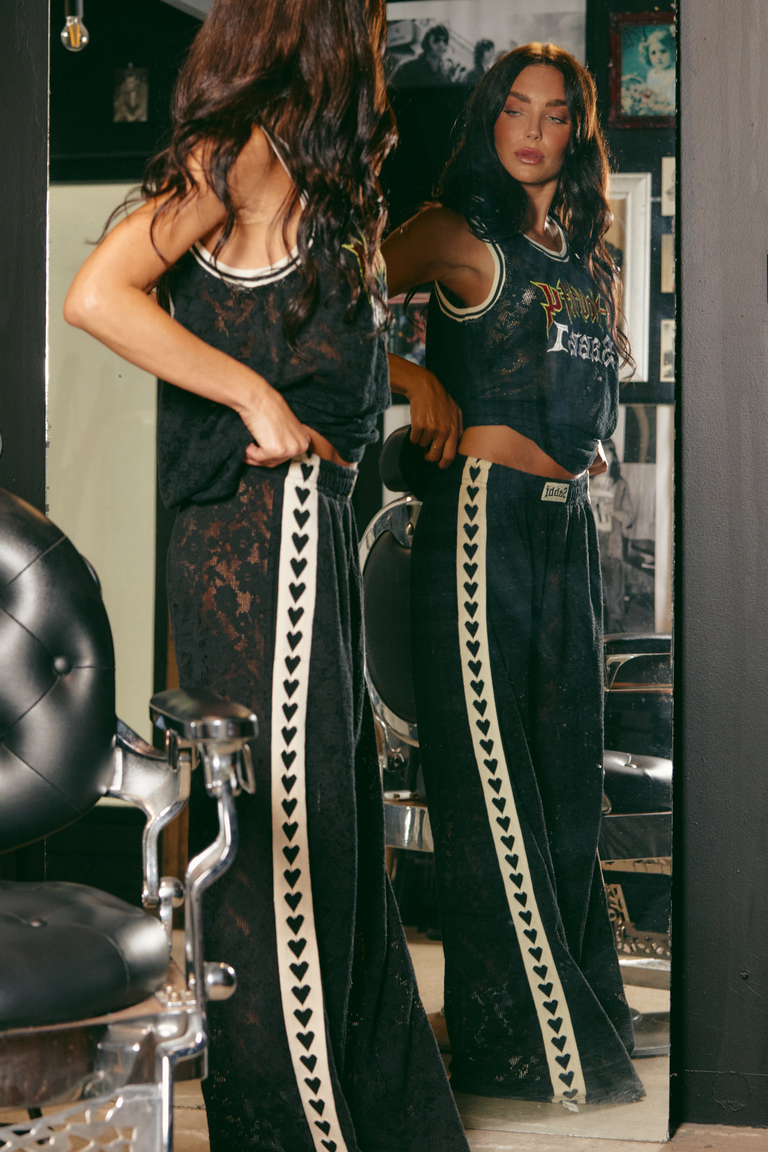 Raving Hearts Black Lace Pants