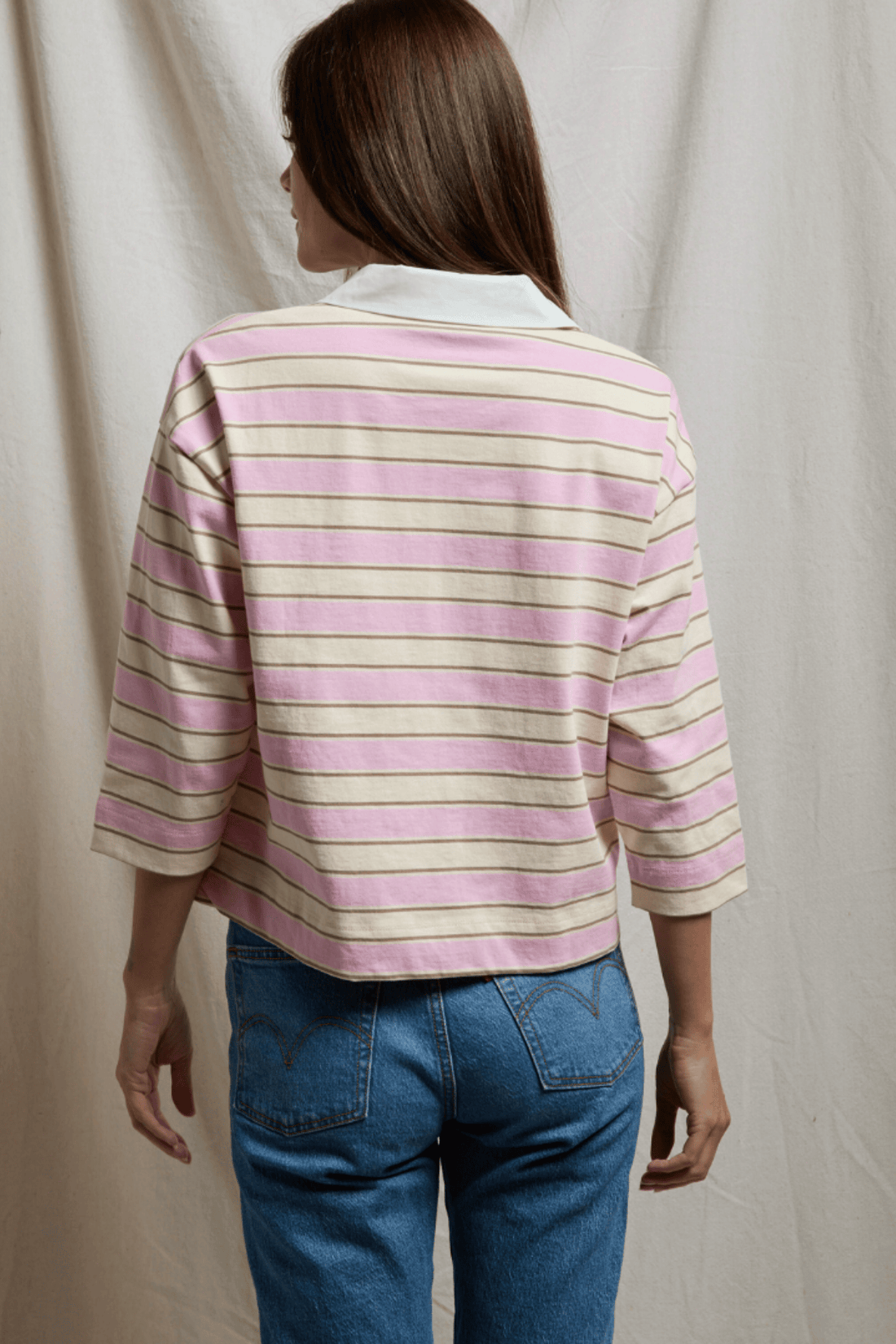 Perfectwhitetee Daria Cotton Rugby Sugar Pink Stripe