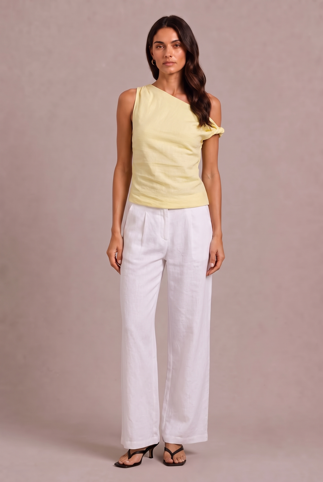 Chosen By Tuchuzy Asym Twist Linen Top Butter