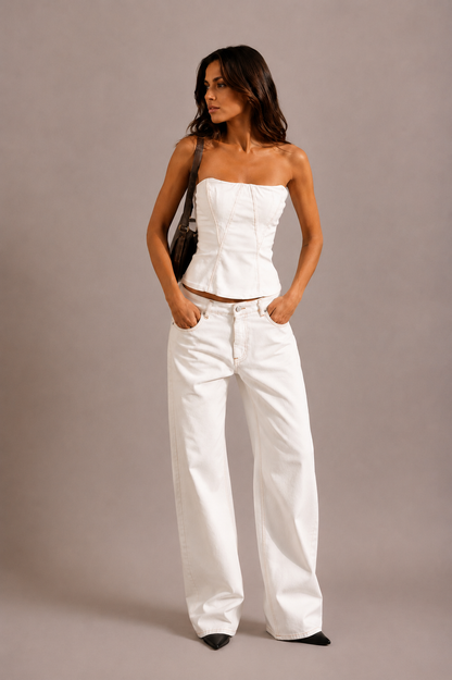 Chosen By Tuchuzy Denim Corset White
