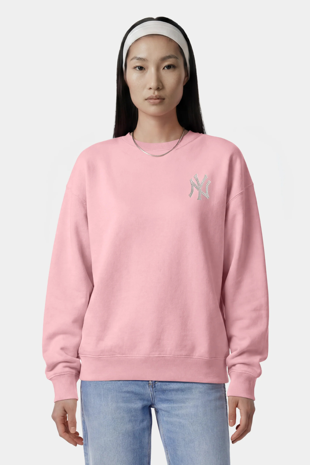 Sporty &amp; Rich Yankees Krystal Crewneck Candy/White