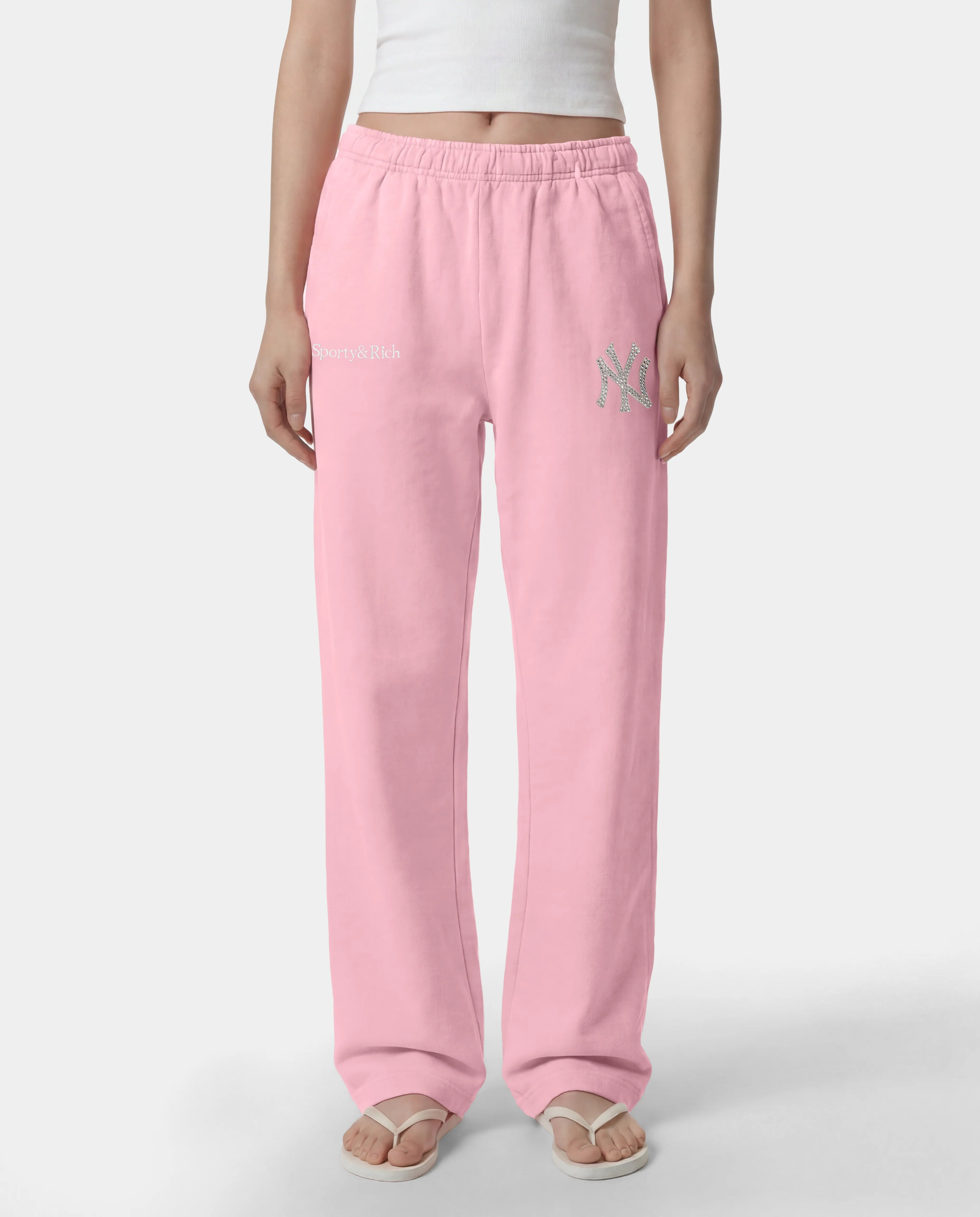 Sporty &amp; Rich Yankees Krystal Wide Sweatpant Candy/White