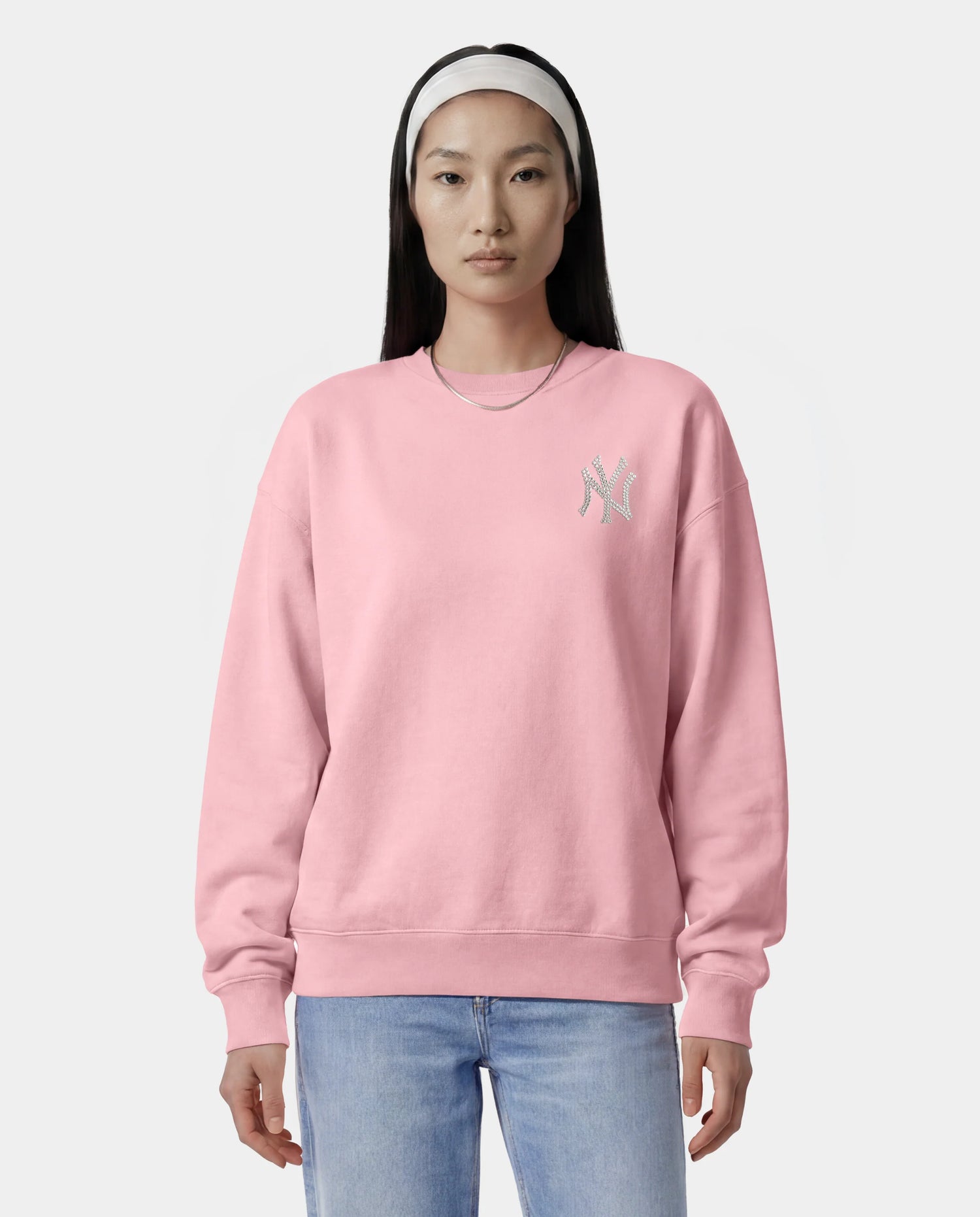 Sporty &amp; Rich Yankees Krystal Crewneck Candy/White