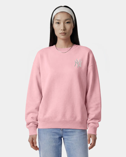 Sporty &amp; Rich Yankees Krystal Crewneck Candy/White