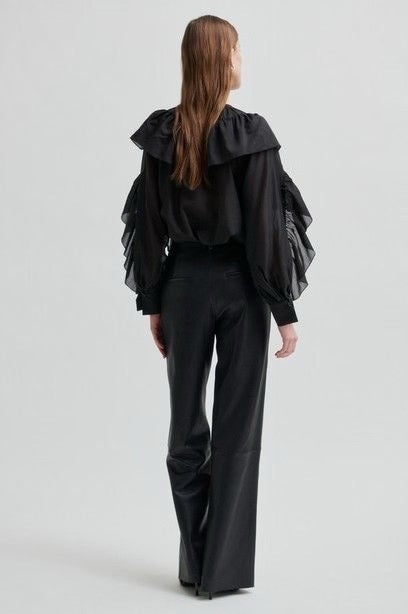 Aluna Bonded Leather Trousers Black