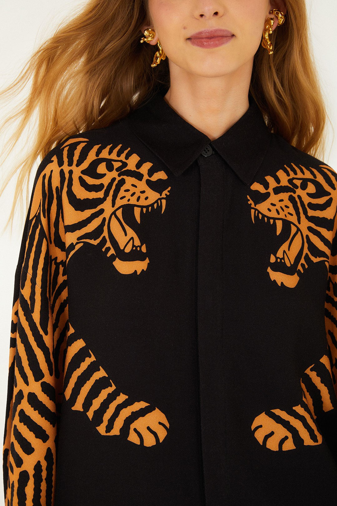 Farm Rio Black Tiger Long Sleeve Shirt