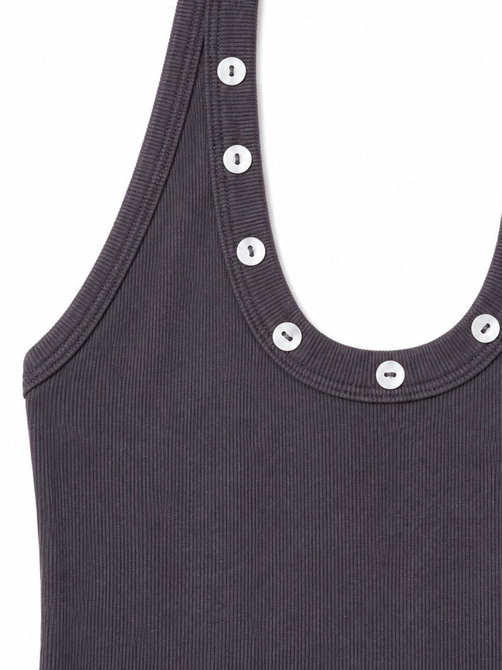 Chosen By Tuchuzy Scoop Halter Shell Tank Slate
