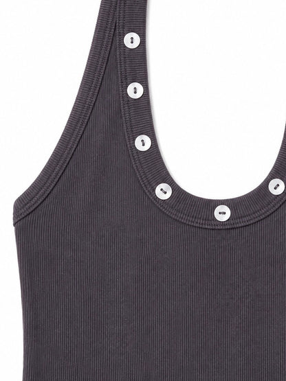 Chosen By Tuchuzy Scoop Halter Shell Tank Slate