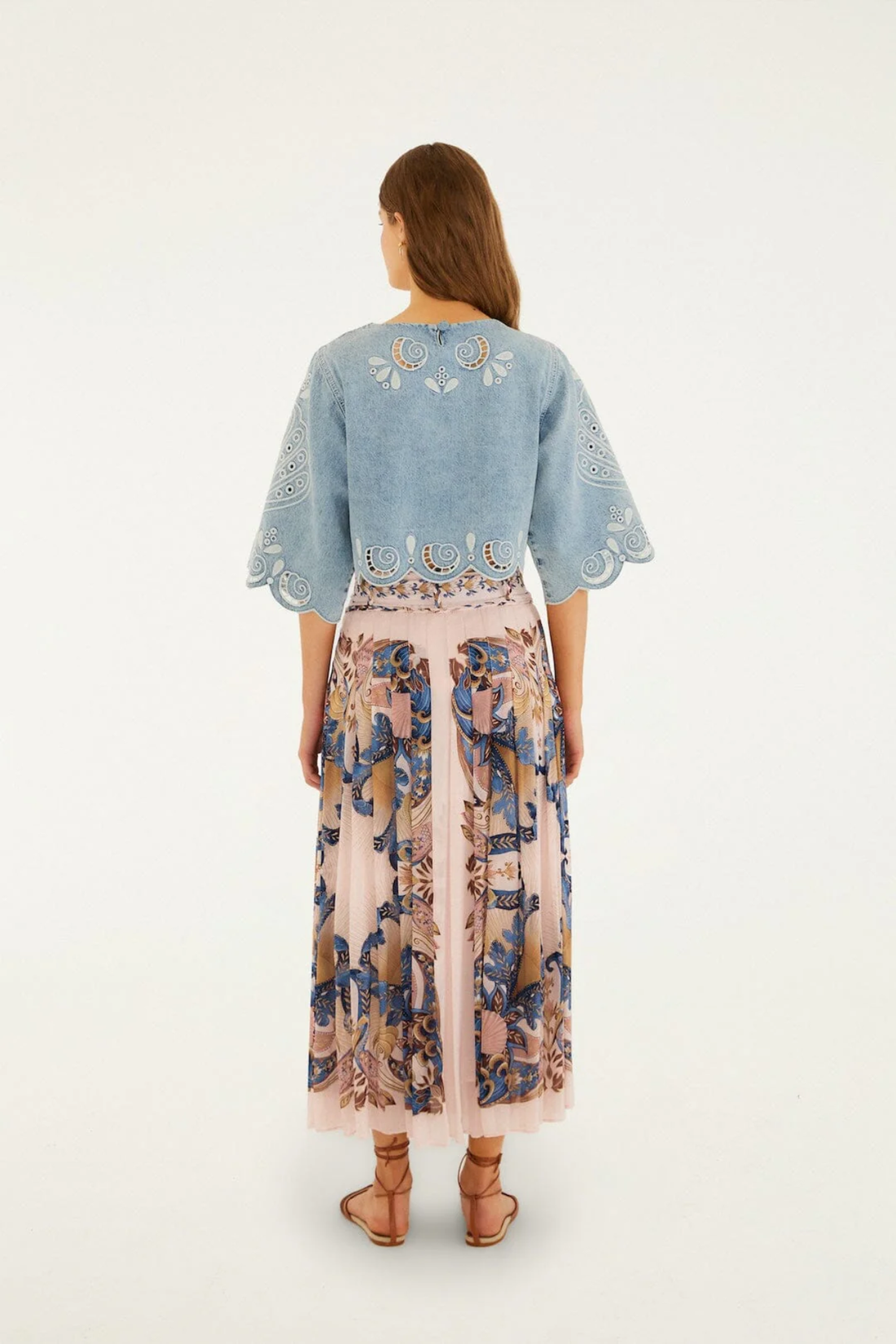 Farm Rio Sea Garden Scarf Soft Pink Maxi Skirt