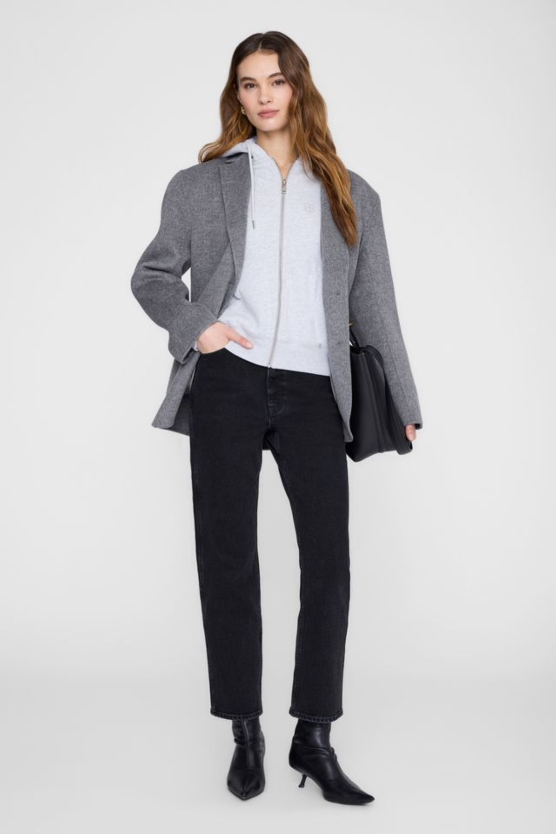 Anine Bing Casper Zip Up Bing Grey Melange