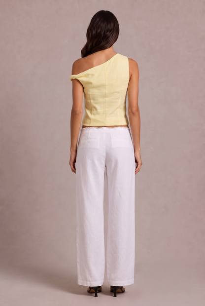 Chosen By Tuchuzy Asym Twist Linen Top Butter