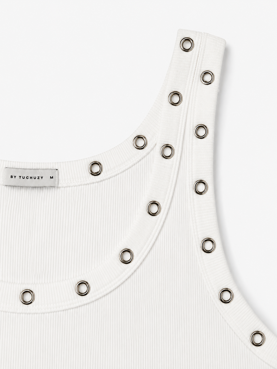 Chosen By Tuchuzy Eyelet Scoop Tank White