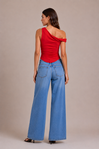 Twist Drape Top Chilli