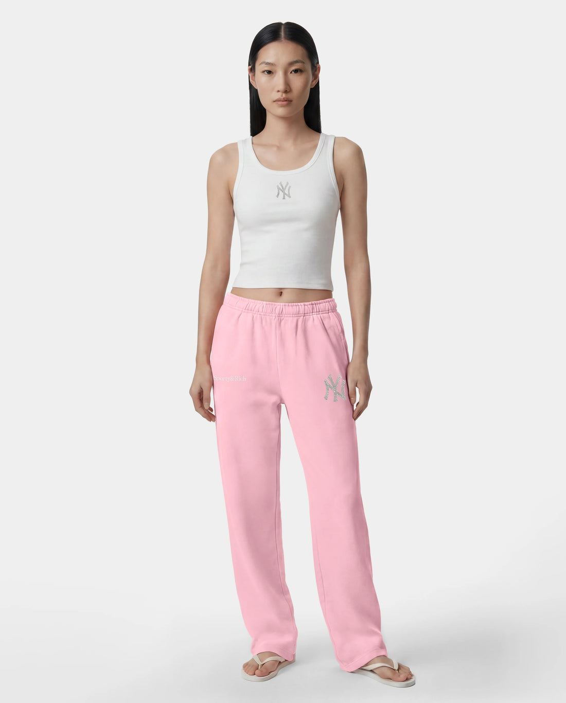 Sporty &amp; Rich Yankees Krystal Wide Sweatpant Candy/White