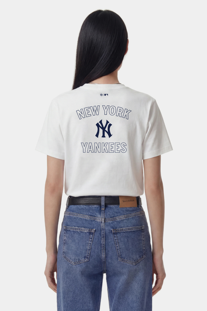 Sporty &amp; Rich Yankees Arch Tshirt White/Dark Navy