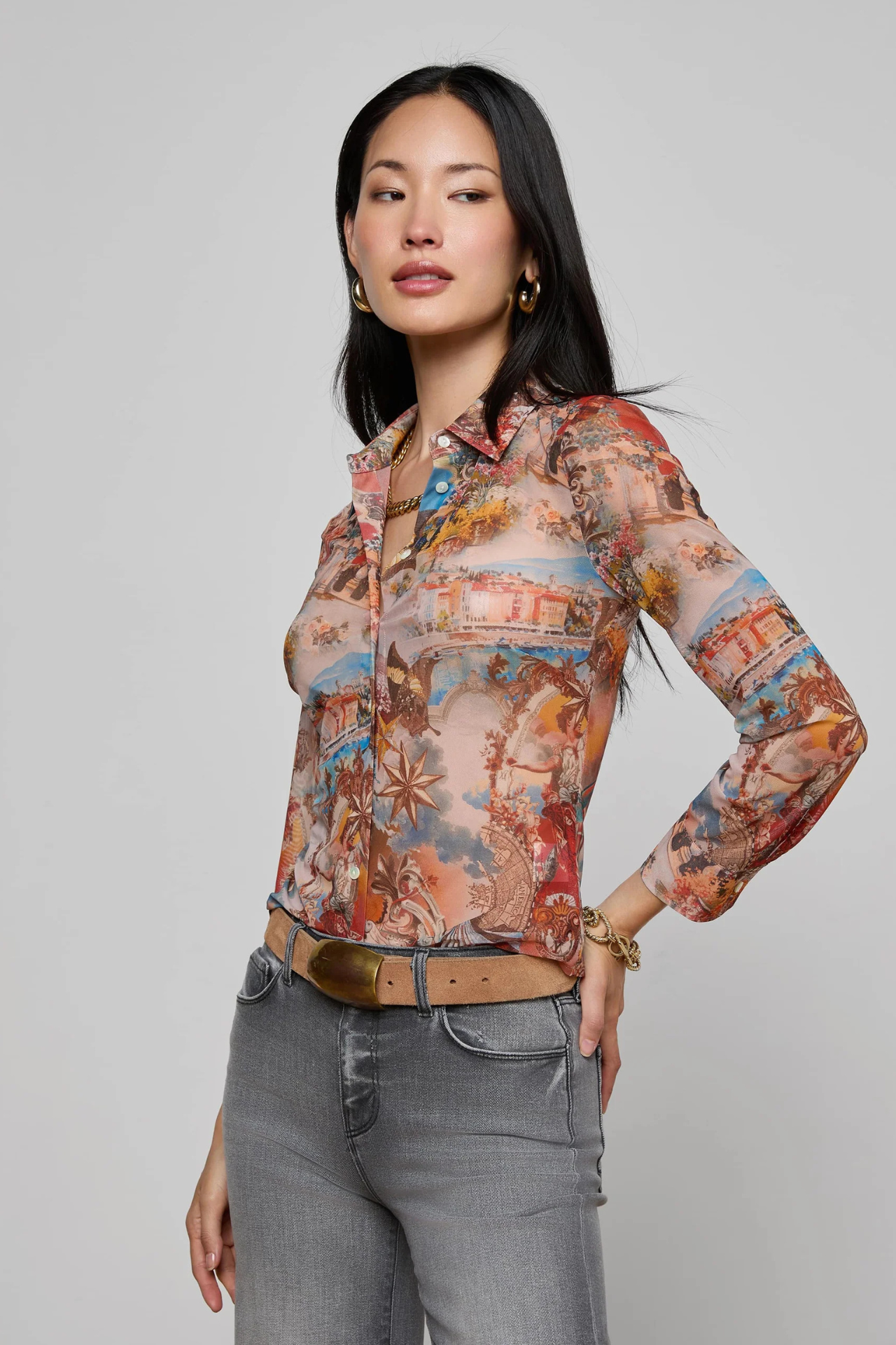 L’agence Indiana Fitted Shirt Multi Collage