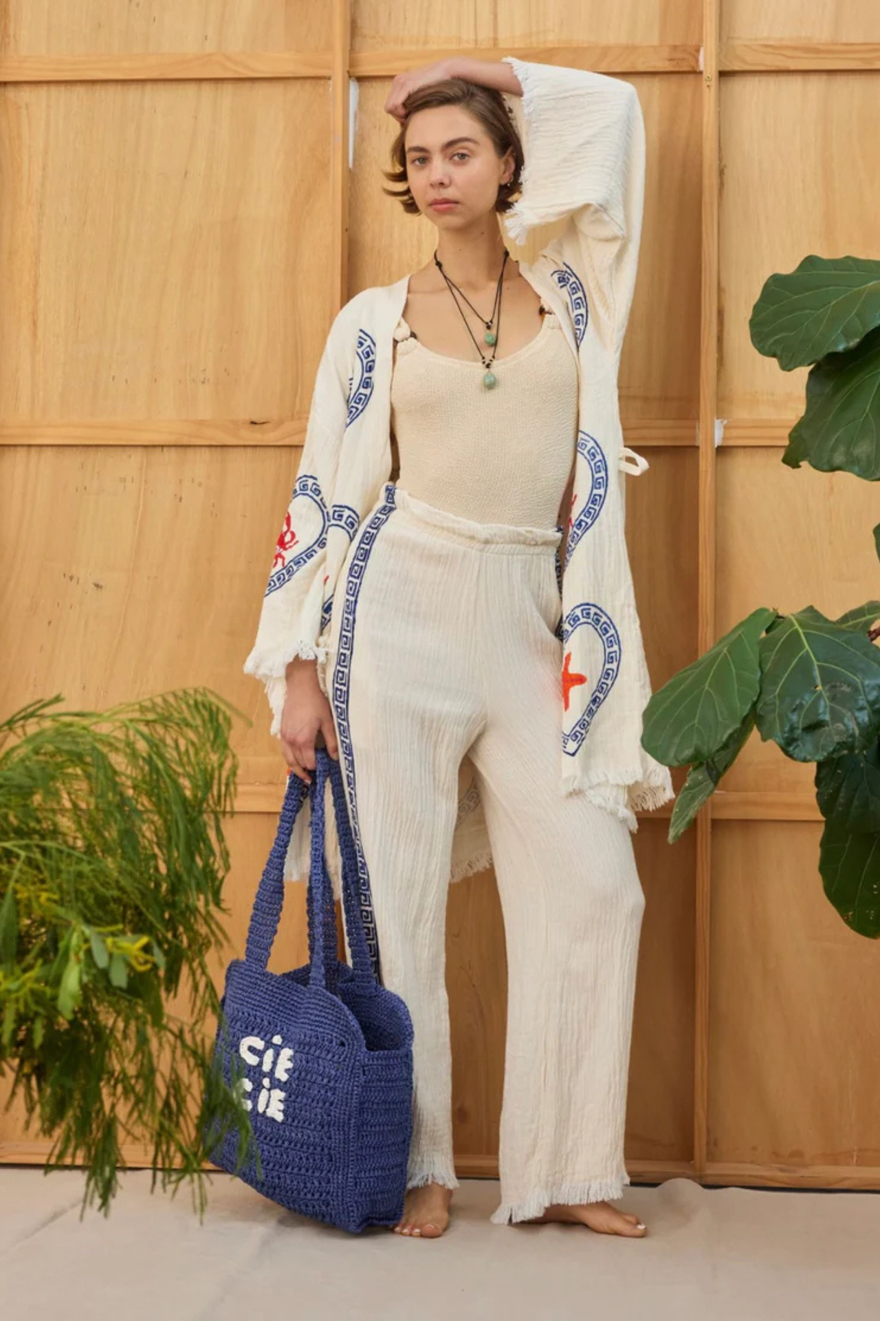 Cie Cie Beach Bag Navy/White
