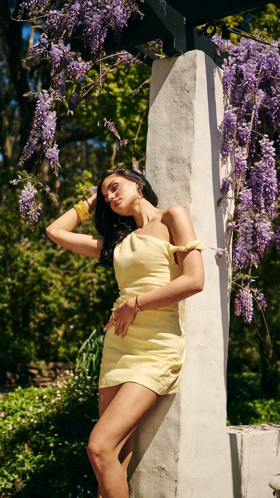 Asym Twist Linen Mini Dress Butter