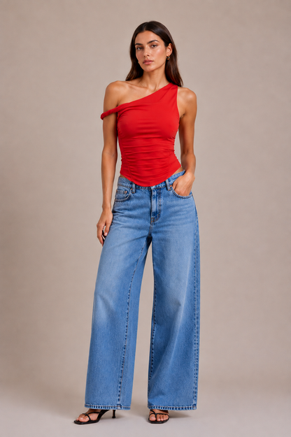 Twist Drape Top Chilli