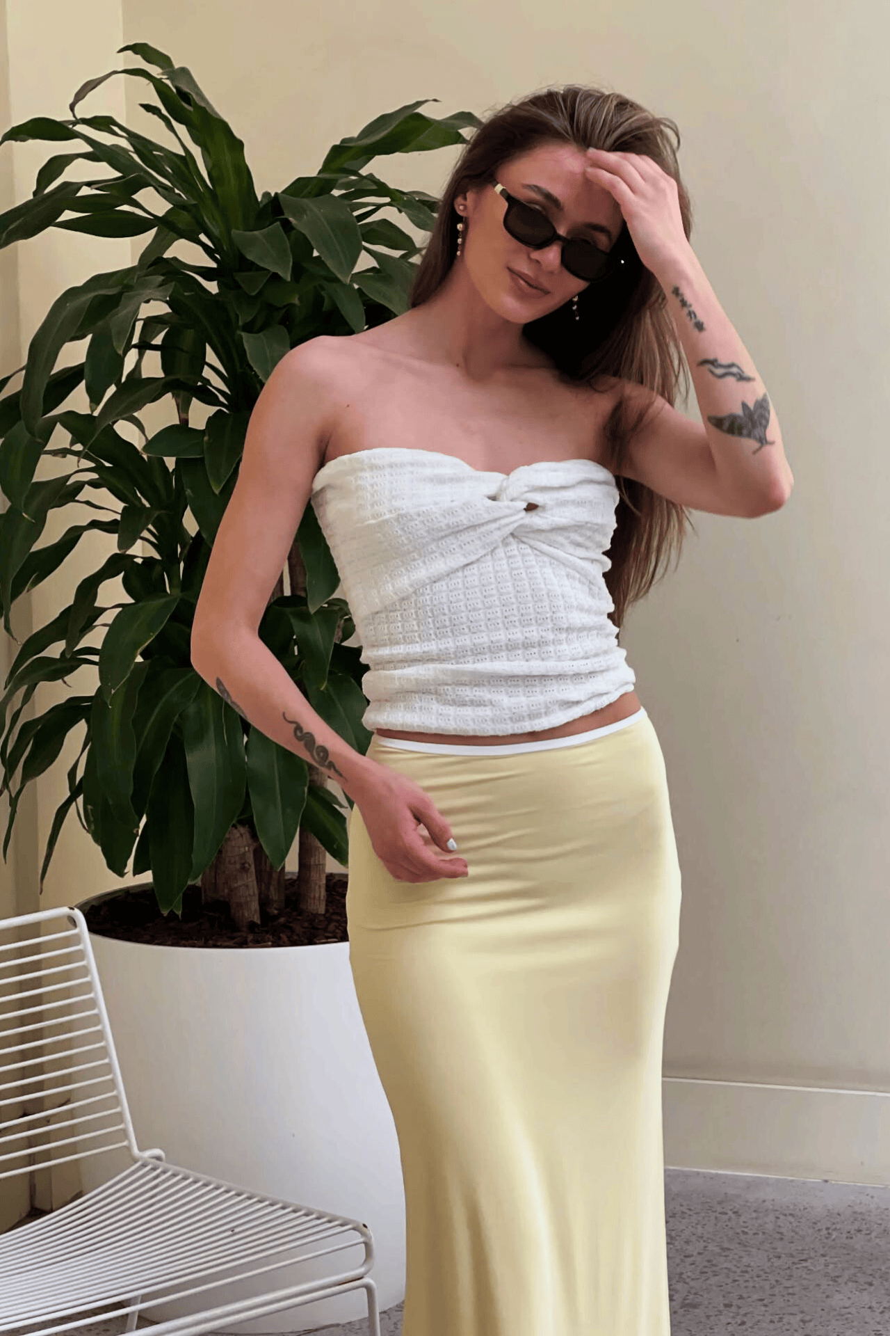 Aisha Reversible Maxi Skirt Butter/White