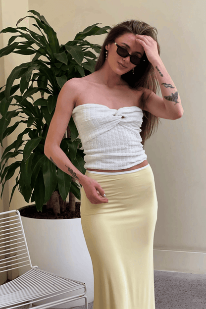 Aisha Reversible Maxi Skirt Butter/White