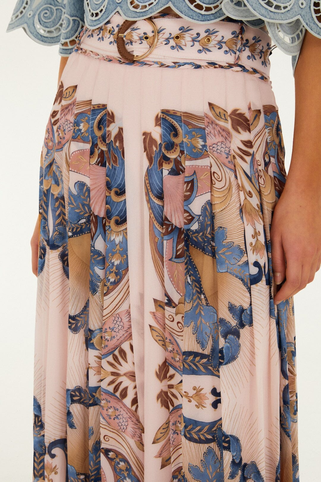 Farm Rio Sea Garden Scarf Soft Pink Maxi Skirt