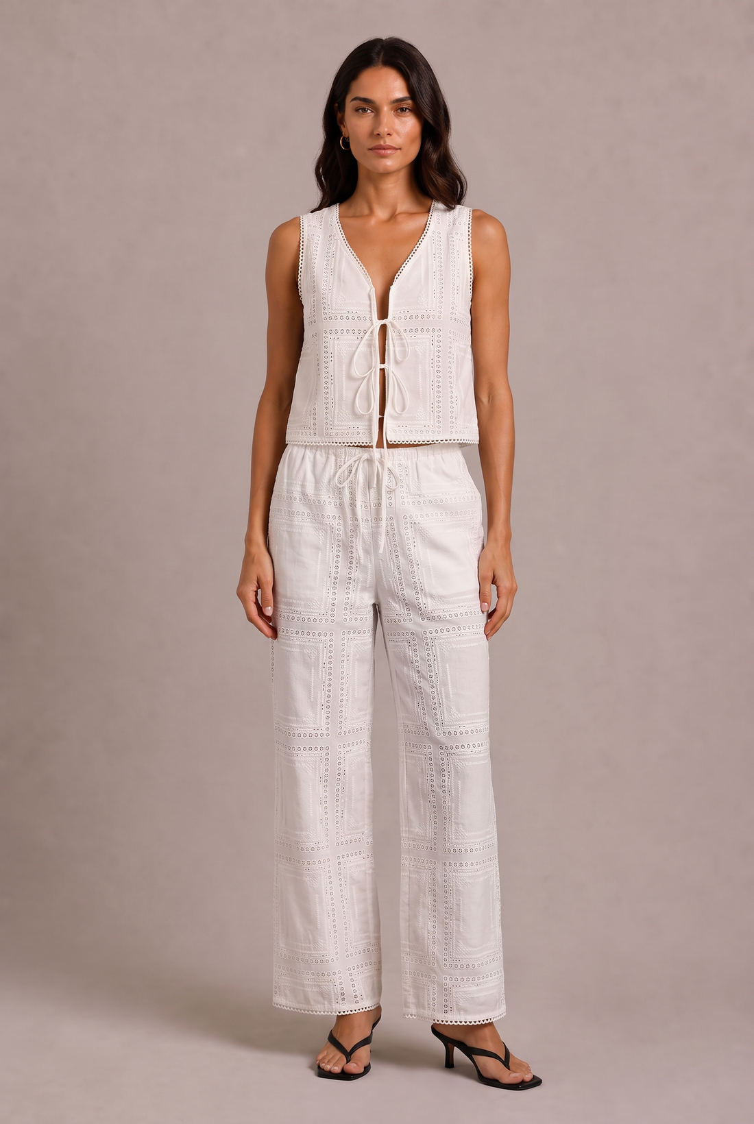 Chosen By Tuchuzy Embroidery Pant White