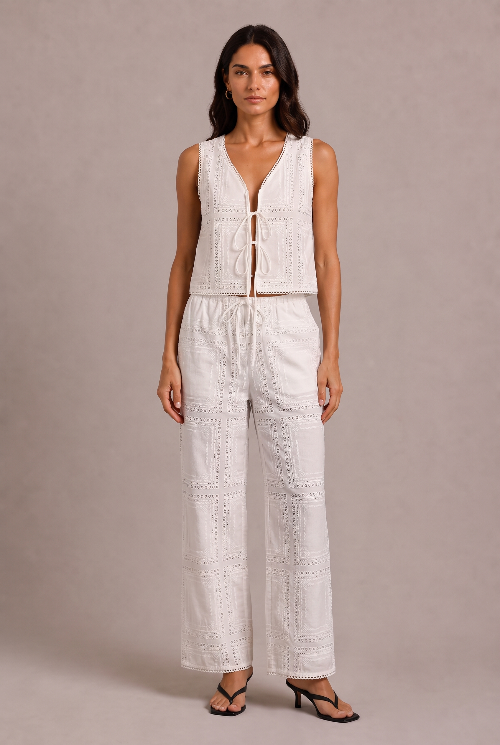 Chosen By Tuchuzy Embroidery Pant White