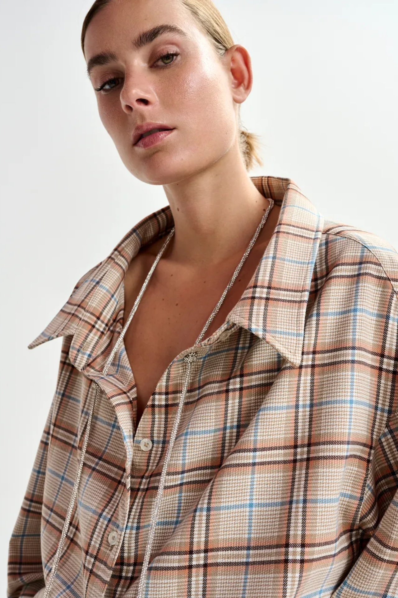 Oversized Plaid Jandrew Shirt In Beige