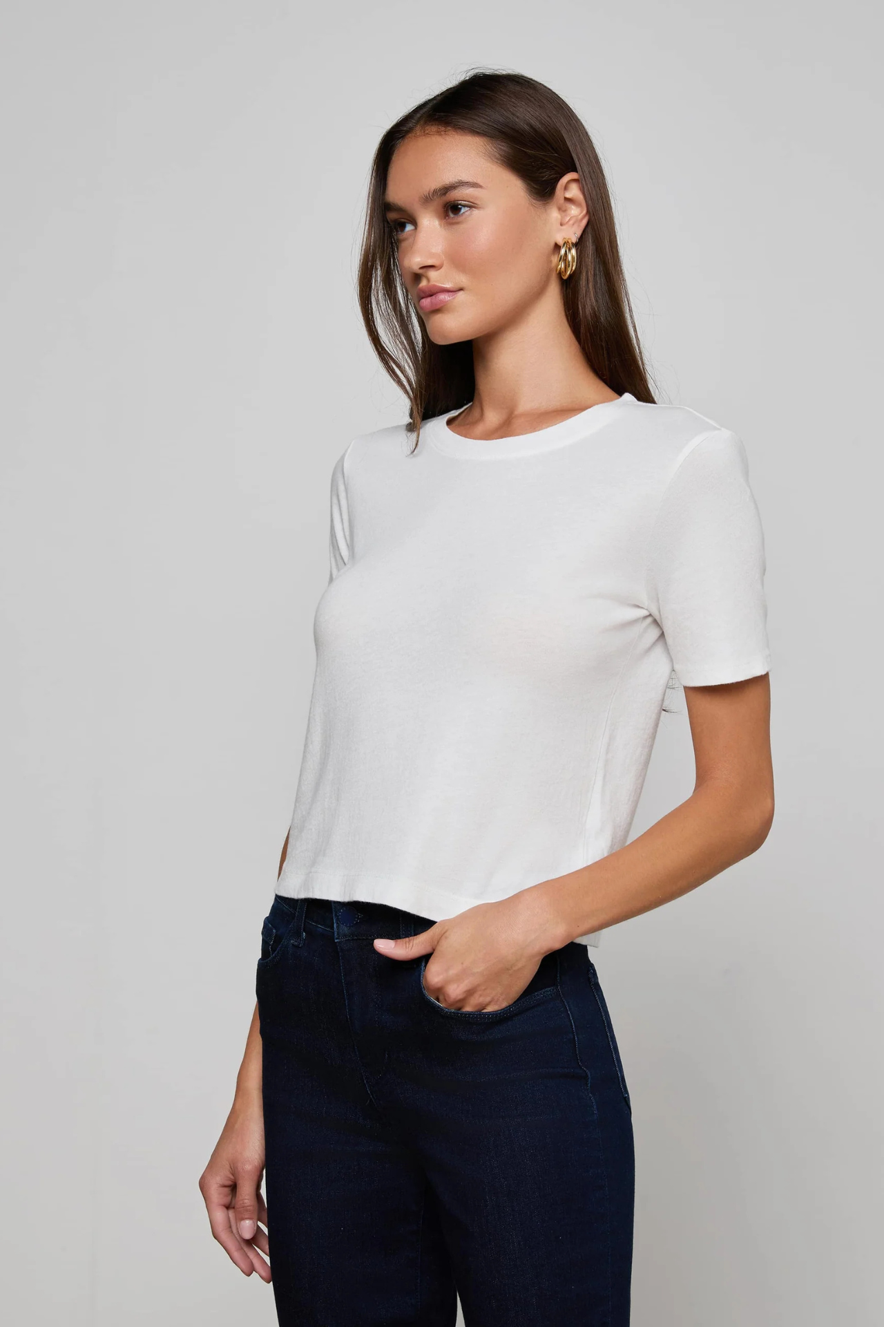 Stormy Cropped Cotton Tee White