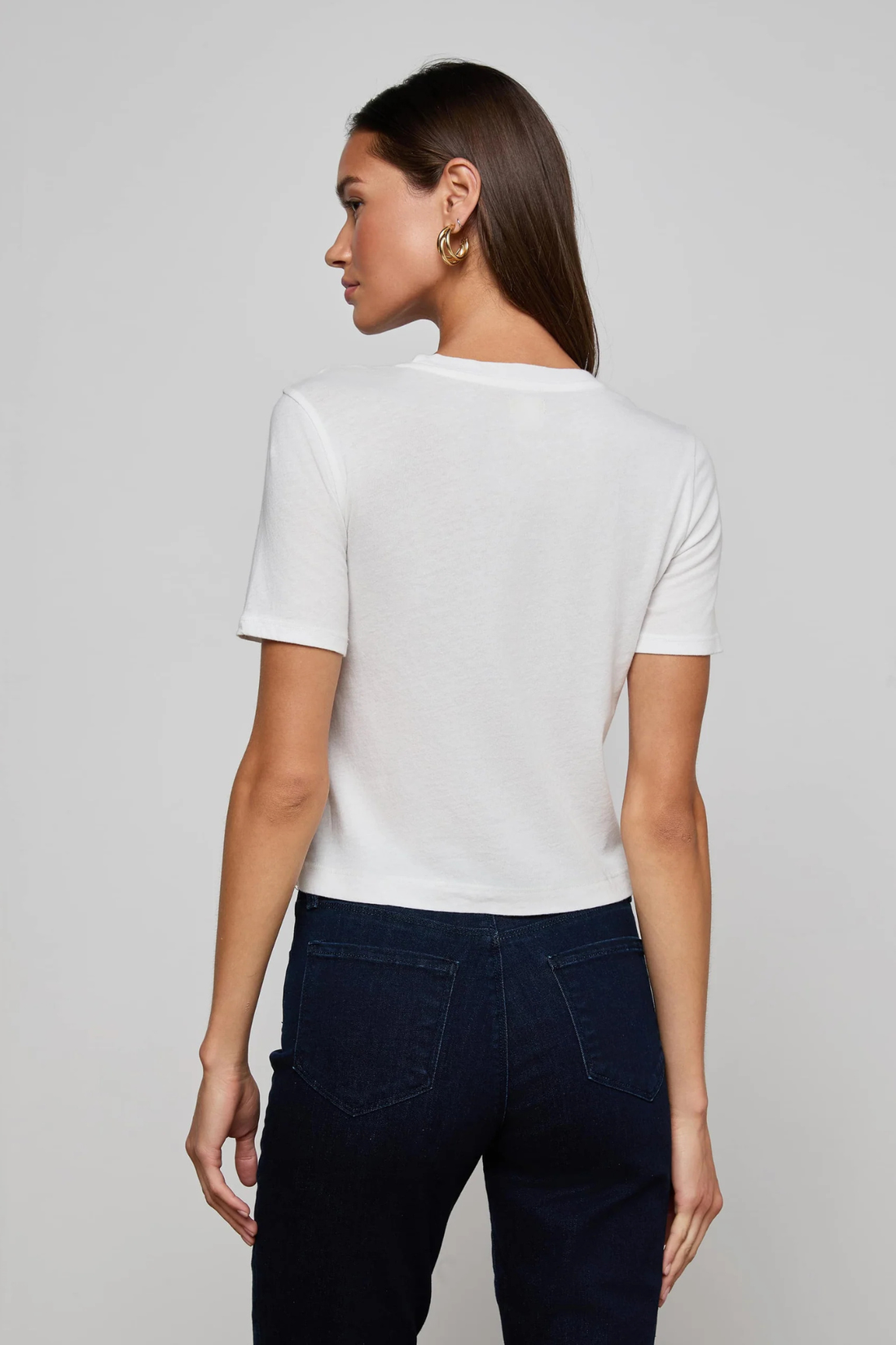Stormy Cropped Cotton Tee White