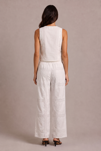 Chosen By Tuchuzy Embroidery Pant White