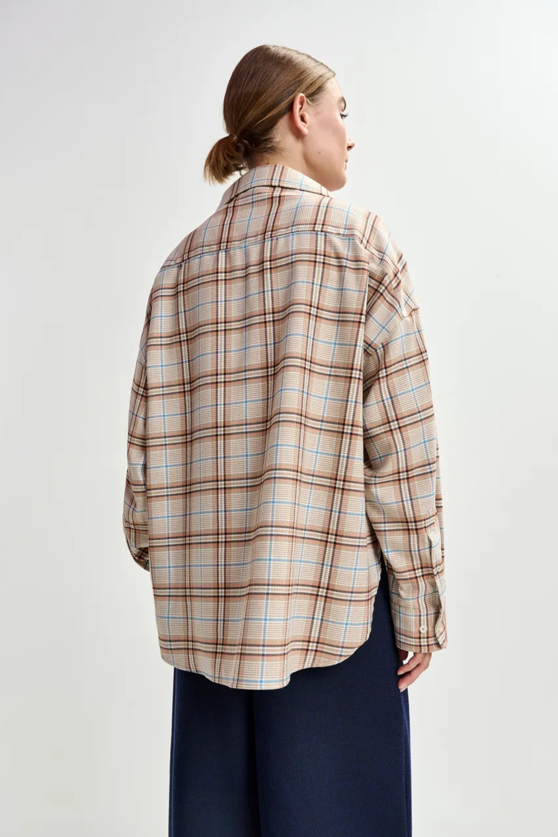 Essentiel Antwerp Oversized Plaid Jandrew Shirt In Beige
