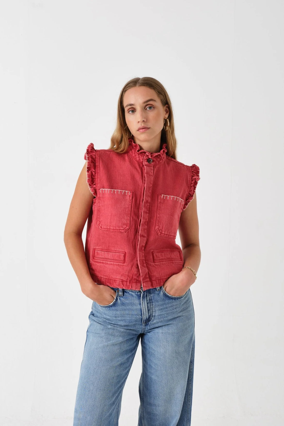 Seventy + Mochi Pablo Waistcoat In Vintage Red