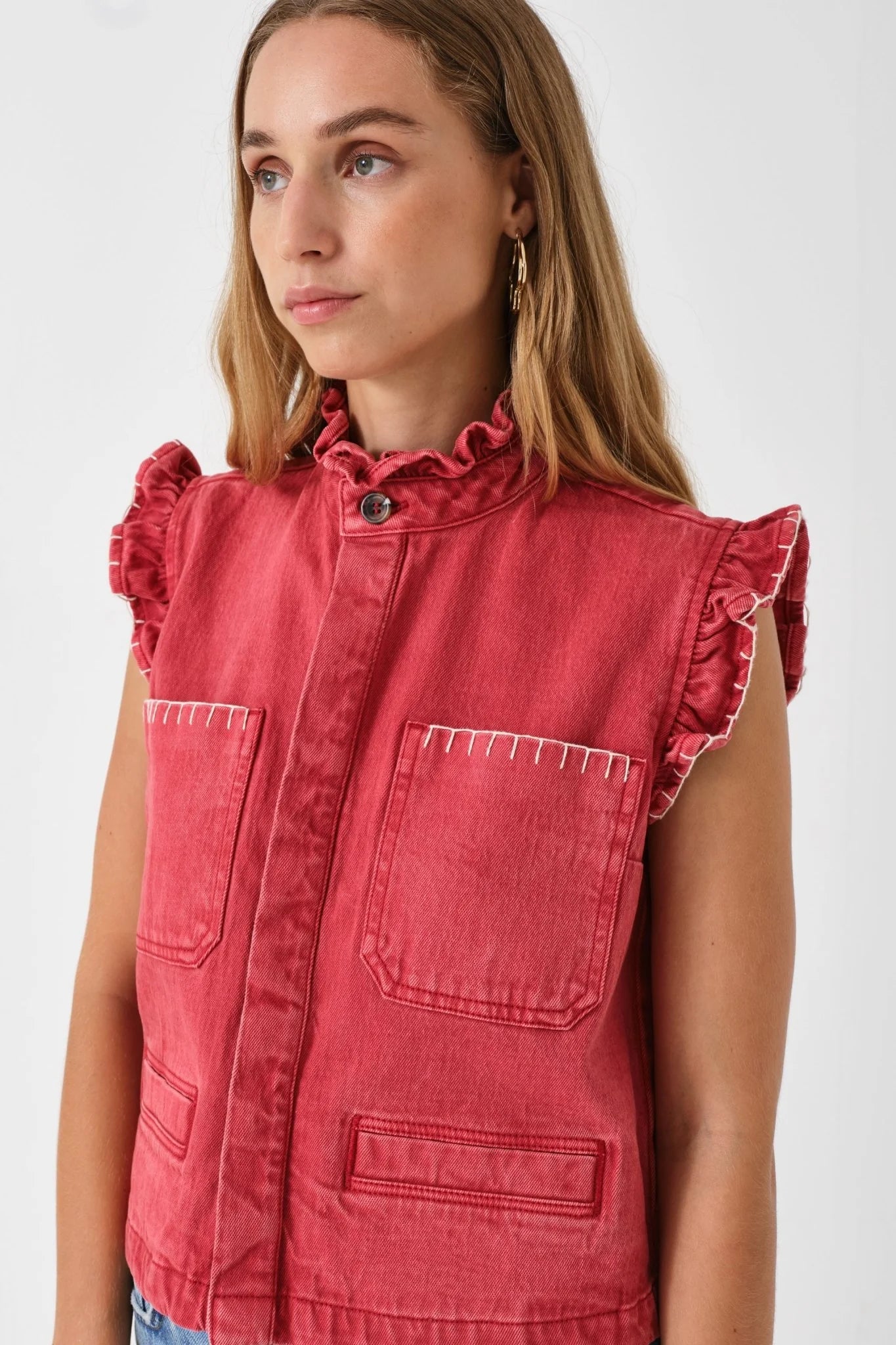 Seventy + Mochi Pablo Waistcoat In Vintage Red