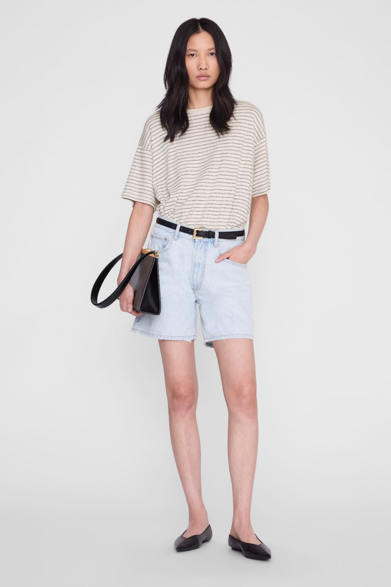 Anine Bing Cade Tee Black Stripe