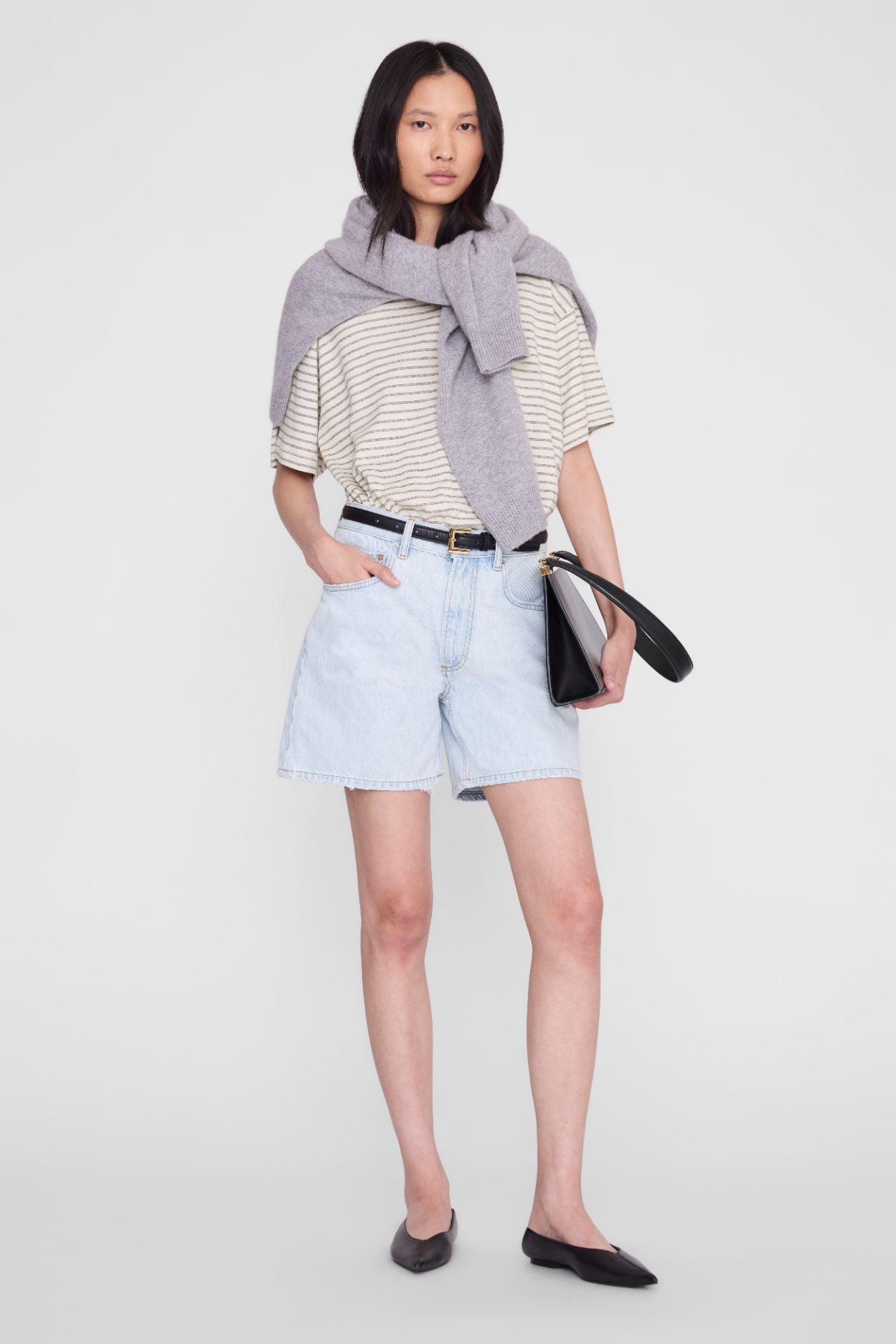Anine Bing Cade Tee Black Stripe