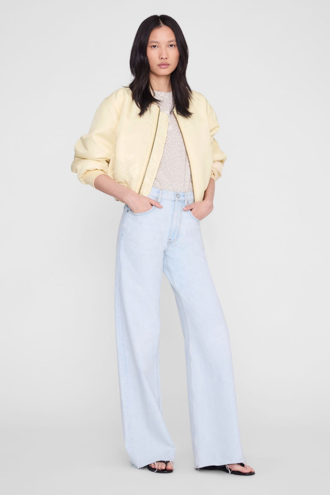 Anine Bing Cade Tee Washed White Leopard