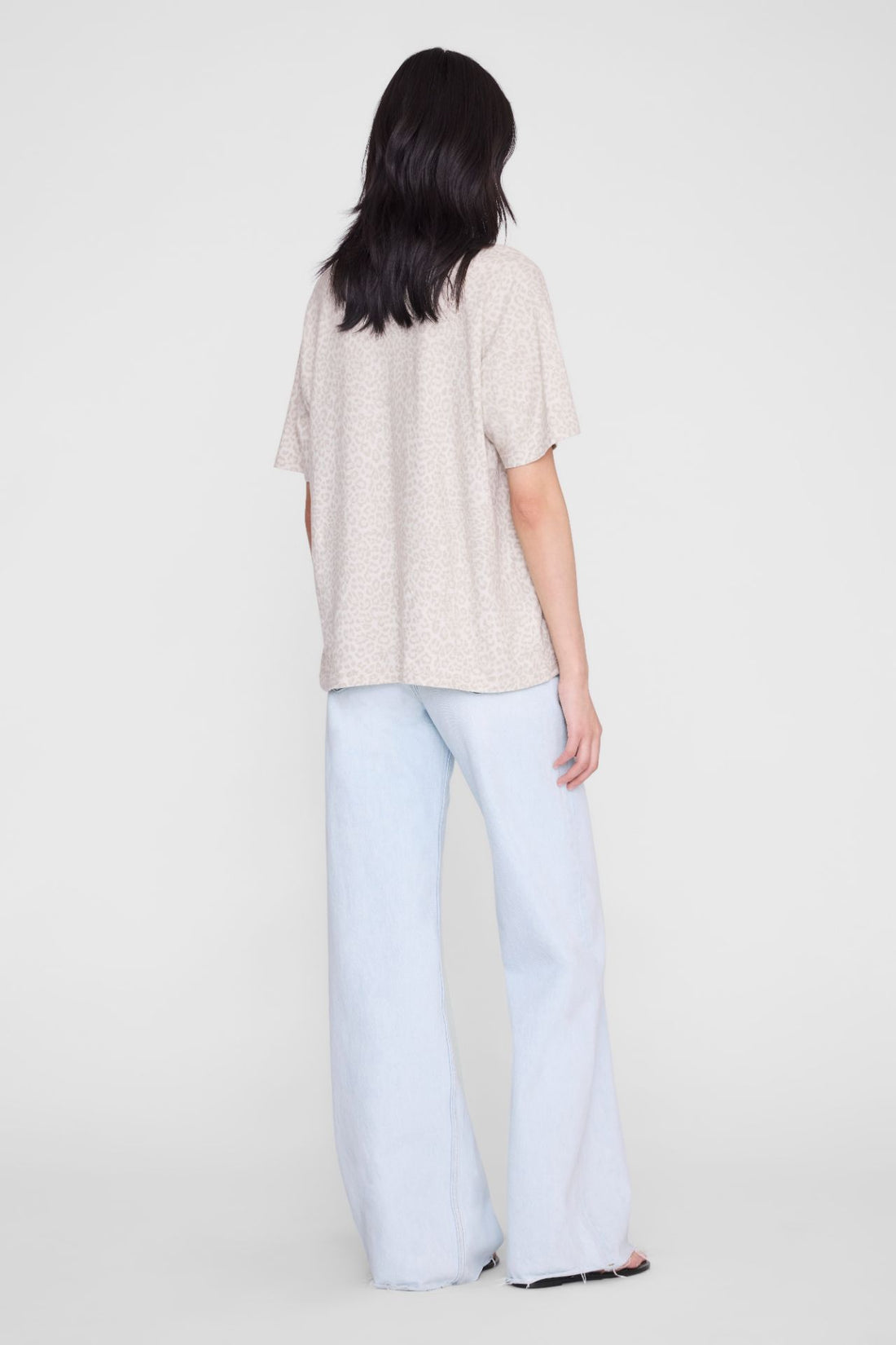 Anine Bing Cade Tee Washed White Leopard