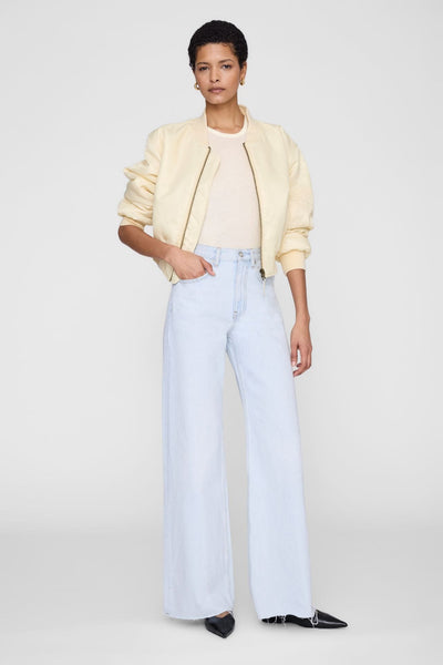 Anine Bing Cropped Leon Bomber Butter Yellow