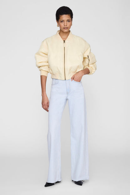 Anine Bing Cropped Leon Bomber Butter Yellow
