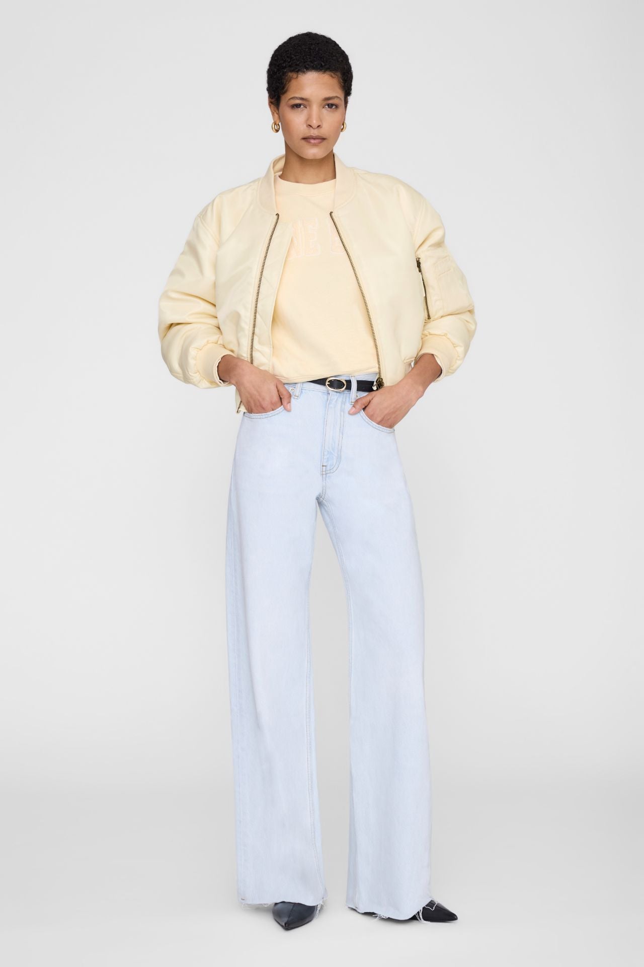Anine Bing Harry Shrunken Sweatshirt Butter Yellow