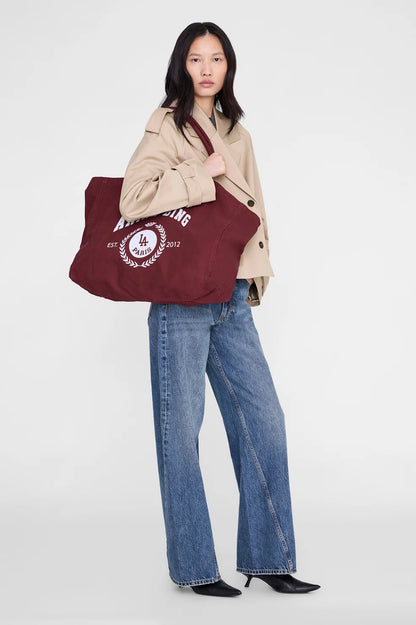 Anine Bing Leo Canvas Tote Collegiate - Fig