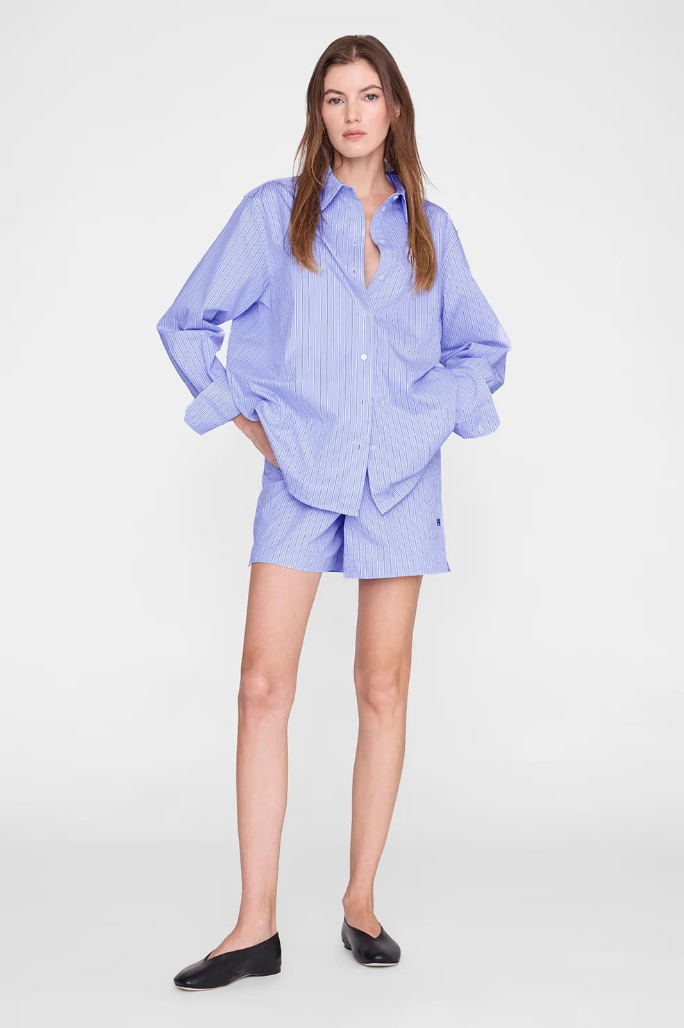 Anine Bing Ramy Short - Blue Stripe