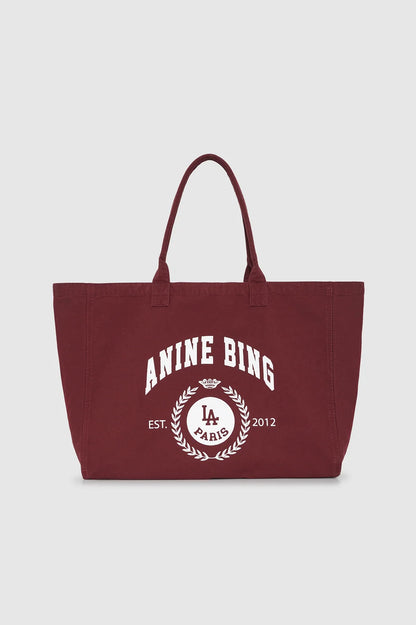 Anine Bing Leo Canvas Tote Collegiate - Fig