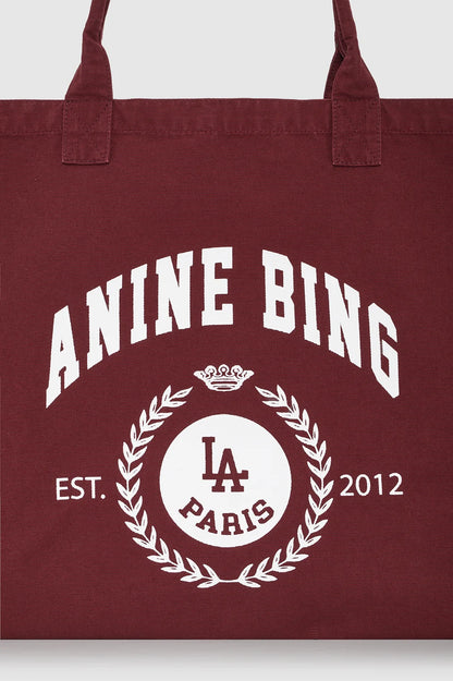 Anine Bing Leo Canvas Tote Collegiate - Fig