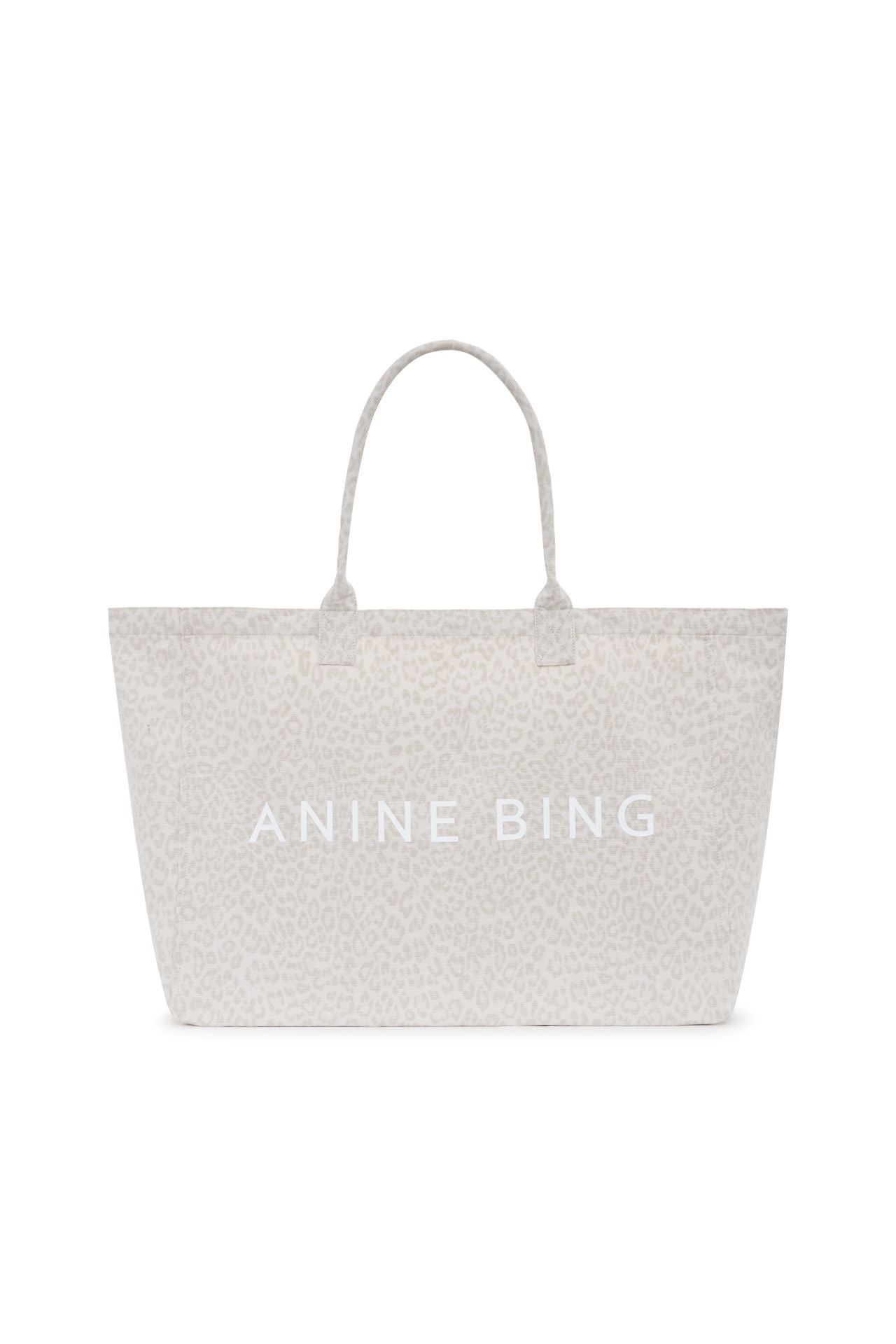 Anine Bing Leo Canvas Tote Washed White Leopard